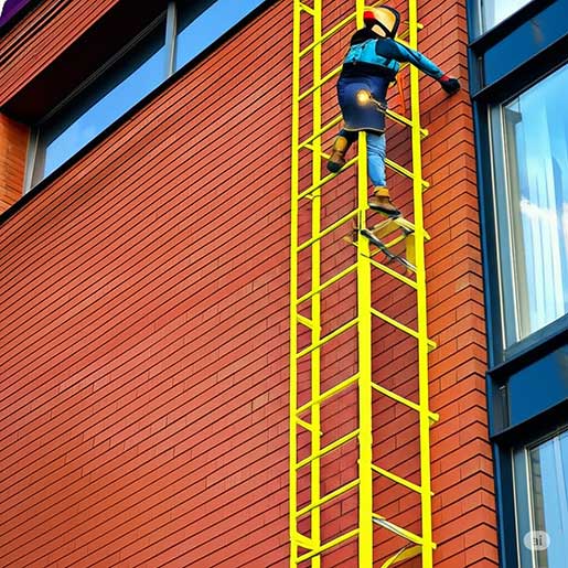 fixed ladder to building