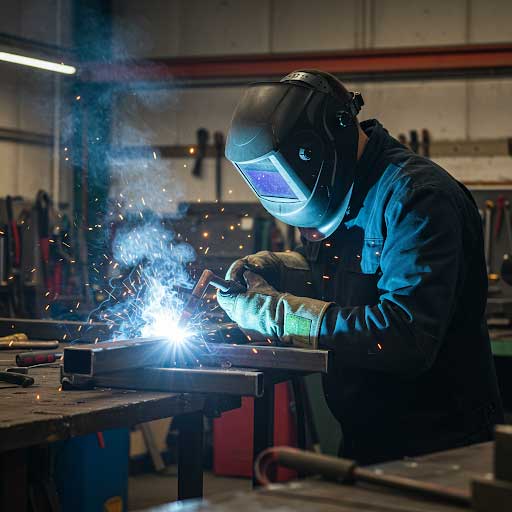 Welder working in shop